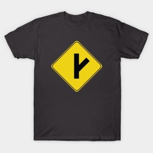 Caution Road Sign Slanting Intersection T-Shirt